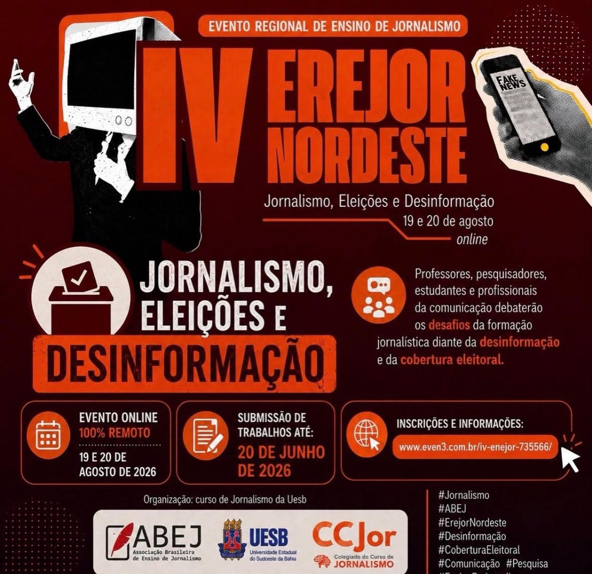 4º Encontro Regional Nordeste de Ensino de Jornalismo está com prazo aberto para envio de trabalhos; saiba como participar
